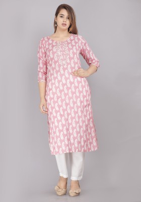 Highlight fashion export Women Embellished Straight Kurta(Pink)