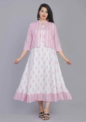 NAAZ CREATION Women Printed Anarkali Kurta(Pink)