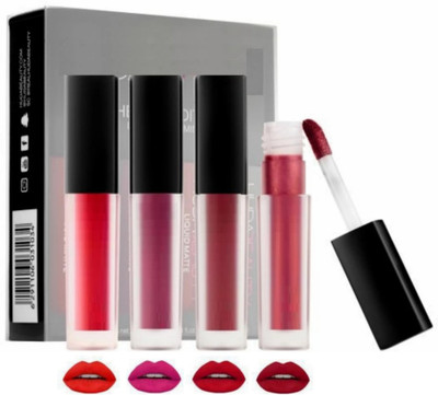 Yuvami's Red Edition Waterproof & Long-Lasting Matte Liquid Lipstick Set of 4 Combo Pack(Red Edition, 16 ml)