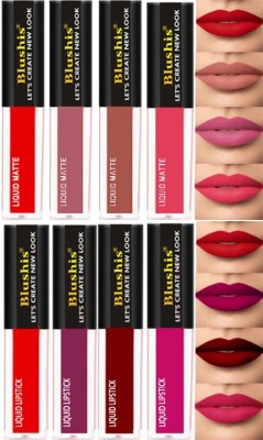 BLUSHIS Waterproof Longlast SensationaL Liquid Matte Mini Lipsticks Combo Of 8(NUDE & RED EDITION, 32 ml)