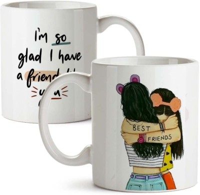 FirseBUY Bestie Cup - I’m So Glad I Have a Friend Like You Funny Friendship Quotes Ceramic Coffee Mug(325 ml)