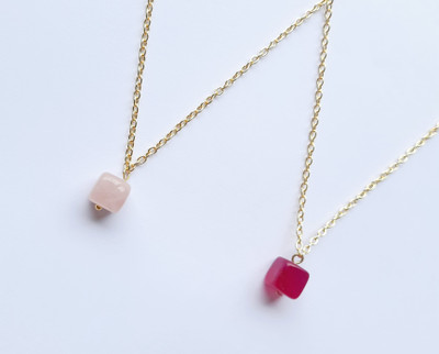 EnlightenMani Unique & Adorable Cube Stone Necklaces Gold-plated Plated Alloy Necklace