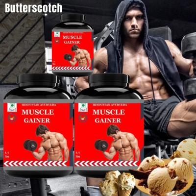 Health Ayurveda Muscle Gainer, Body Growth, Ayurvedic Product, Flavor Butterscotch, Pack of 3 Whey Protein(500 g, Butterscotch)