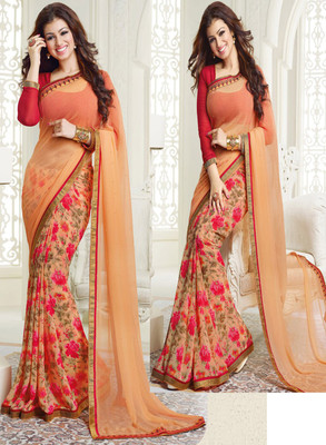 Dhandai Fashion Printed Bollywood Georgette Saree(Orange)