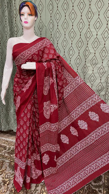 Jashvita Hand Painted Handloom Pure Cotton Saree(Multicolor)