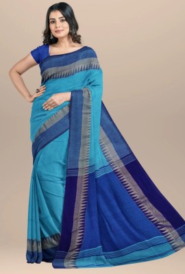 RRBB Self Design Handloom Pure Cotton Saree(Light Blue)