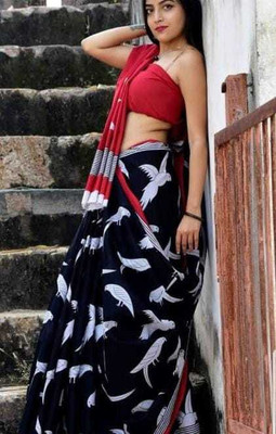 Jashvita Printed, Color Block, Blocked Printed Handloom Pure Cotton Saree(Multicolor)