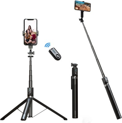 APDY Bluetooth Selfie Stick(Black, Remote Included)