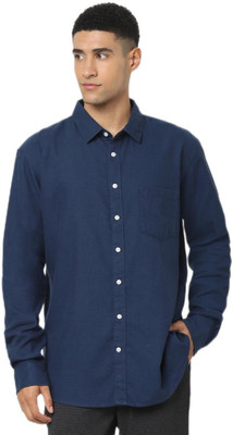 Celio Men Solid Casual Blue Shirt