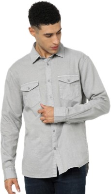 Celio Men Solid Casual Grey Shirt