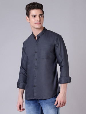 PRAIZY Men Solid Casual Grey Shirt