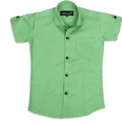 PEPILIO Boys Solid Casual Green Shirt