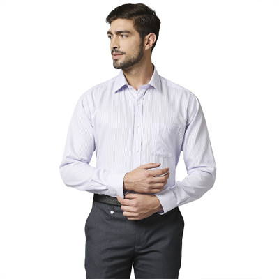 PARK AVENUE Men Striped Formal Purple Shirt