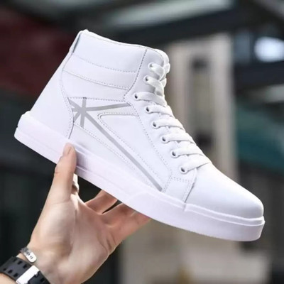 MAFLO High Tops For Men(White , 8)