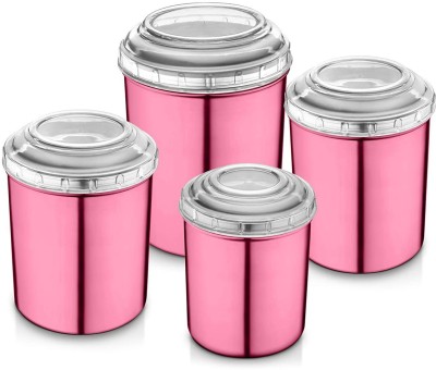 Flipkart SmartBuy Steel Utility Container  - 5200 ml(Pack of 4, Pink)