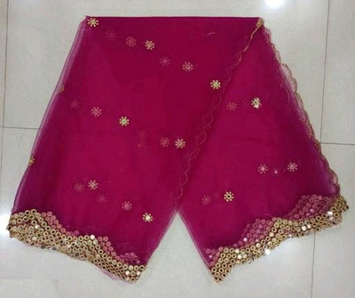 S And H Designer Net Embellished Women Dupatta