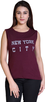 Ogarti Typography, Printed Women Round Neck Maroon T-Shirt