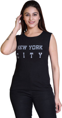 Ogarti Typography, Printed Women Round Neck Black T-Shirt