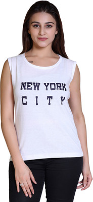 Ogarti Typography, Printed Women Round Neck White T-Shirt