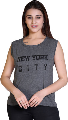 Ogarti Typography, Printed Women Round Neck Black T-Shirt