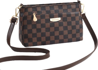 MOMISY Multicolor Sling Bag Sling Bag Brown Black Chess