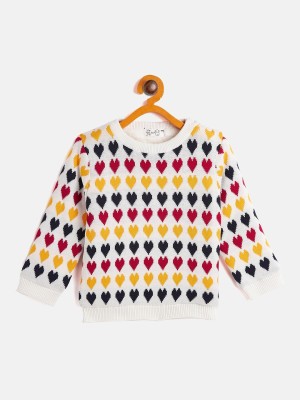 Jwaaq Printed Round Neck Casual Baby Girls Multicolor Sweater