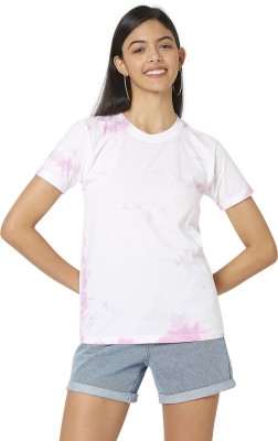 Smarty Pants Tie & Dye Women Round Neck Pink T-Shirt