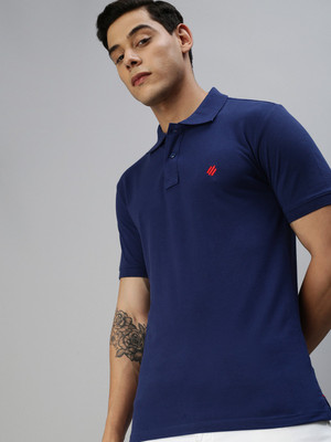 ONN Striped Men Polo Neck Blue T-Shirt