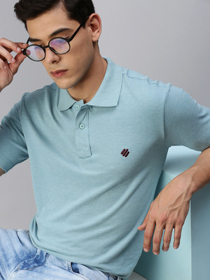 ONN Solid Men Polo Neck Blue T-Shirt