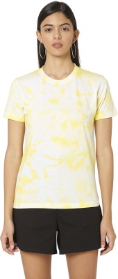Smarty Pants Tie & Dye Women Round Neck Reversible Yellow T-Shirt