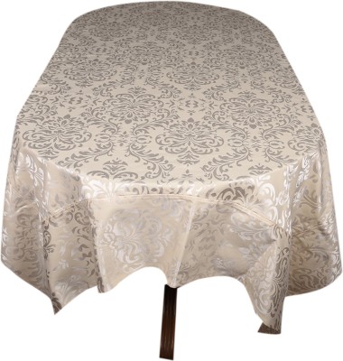 Home - the best is for you Self Design 4 Seater Table Cover(White, Cotton)