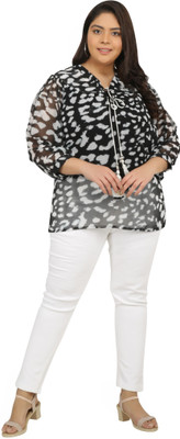 TSM Casual Animal Print Women Black Top