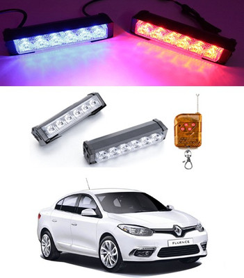 AYW Dual 6LED/12V Police Light Blue/Red with Remote For Fluence Fog Lamp Car LED for Renault (12 V, 55 W)(Fluence, Pack of 2)