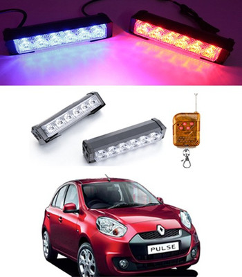 AYW Dual 6LED/12V Police Light Blue/Red with Remote For Pulse Fog Lamp Car LED for Renault (12 V, 55 W)(Pulse, Pack of 2)