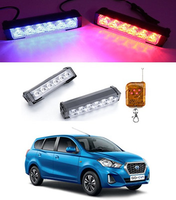 AYW 12V/6LED Police Light Blue/Red with Remote Police Flash Light For Go Plus Fog Lamp Car LED for Datsun (12 V, 55 W)(Universal For Car, Pack of 2)