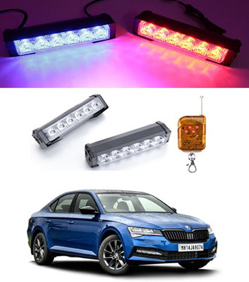 AYW Dual 6LED/12V Police Light Blue/Red with Remote For Superb Fog Lamp Car LED for Skoda (12 V, 55 W)(Superb, Pack of 2)