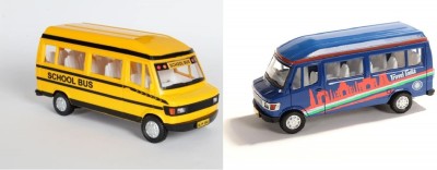 SABIRAT School Bus & Travel India Combo, Pull Back Action Toys(Multicolor, Pack of: 2)