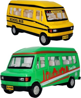 SABIRAT School Bus & Travel India, Combo Pull Back Action Toys(Multicolor, Pack of: 2)