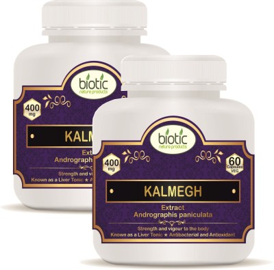 biotic Kalmegh Capsule | Andrographis paniculata Extract 400mg - 120 Veg Capsule(2 x 60 Capsules)