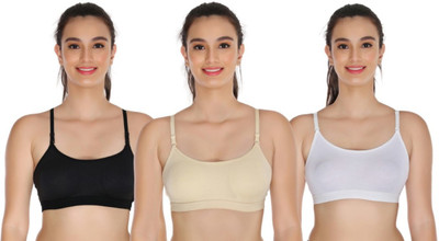 FIT KARE Women T-Shirt Non Padded Bra(Black, Beige, White)