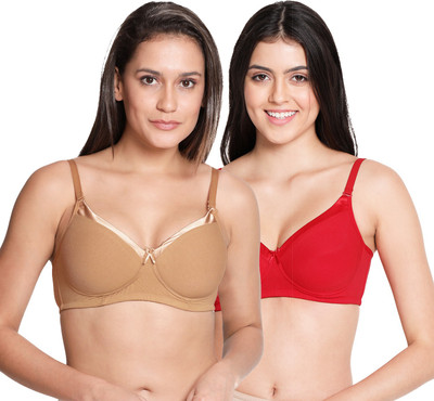 Susie Women Full Coverage Lightly Padded Bra(Beige, Red)