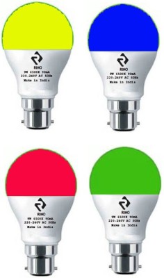 rino 9 W Standard B22 LED Bulb(Multicolor, Pack of 4)