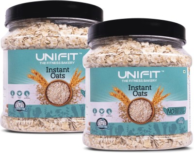Unifit Instant Oats Healthy Breakfast High Fiber & Protein Pack of 2 Plastic Bottle(2 x 400 g)
