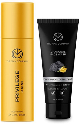 THE MAN COMPANY Privilege Legend Deodorant for Men 150ml with Charcoal Face Wash for men 100ml Body Spray – For Men (250 ml, Pack of 2)