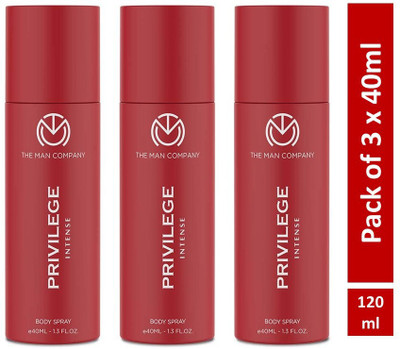 THE MAN COMPANY Privilege Intense Premium Long-Lasting Fragrance Travel Pack Deodorant Spray  -  For Men & Women(120 ml, Pack of 3)