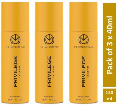 THE MAN COMPANY Privilege Legend Premium Fragrance Long-lasting Travel Pack Freshness Deodorant Spray  -  For Men(120 ml, Pack of 3)