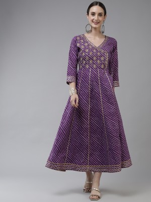 Yufta Women Fit and Flare Purple Dress