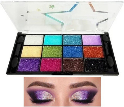 tanvi27 12 color glitter and shimmer eye shadow palette 21.88 g(multi color)