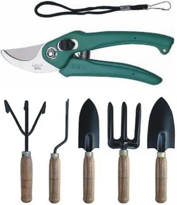Green India Garden Tool Set of 5 Tool & Pruner cutter for gardening Garden Tool Kit(6 Tools)