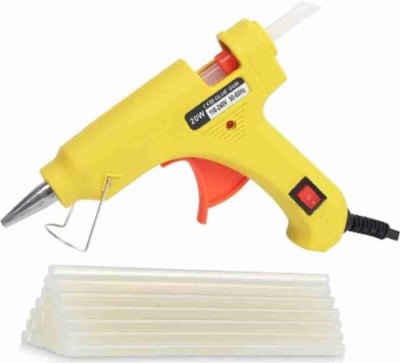 Mosclue Yellow Mini 20 Watt Glue Gun & 8 Glue Sticks Hot Melt Glue Gun For Craft Standard Temperature Corded Glue Gun(7 mm)